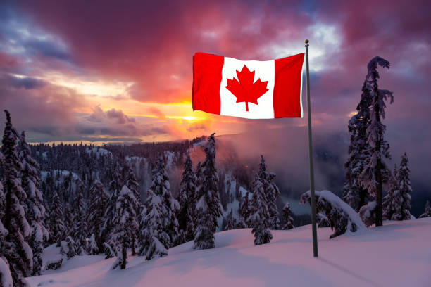 istock Canadian Nature Landscape with National Flag 1210008072