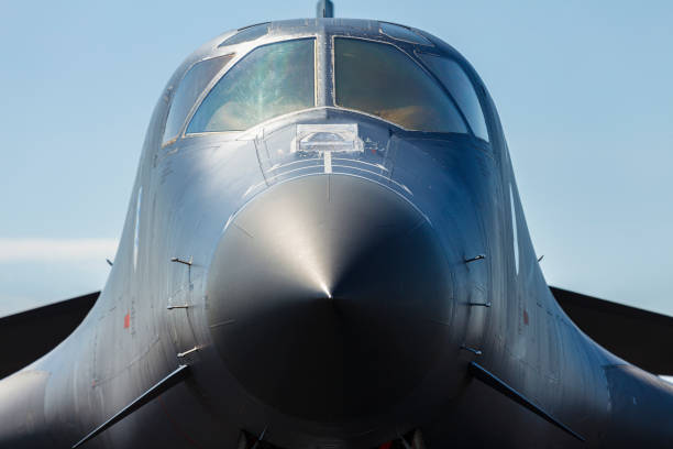 B-1 Bomber Close up view of the American military B-1 Lancer long range bomber. us air force photos stock pictures, royalty-free photos & images