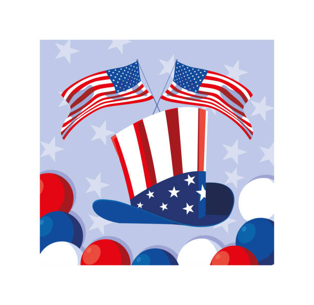istock hat in american flag colors, president day card 1210022175
