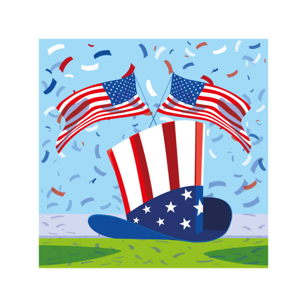 istock hat in american flag colors, president day card 1210022233