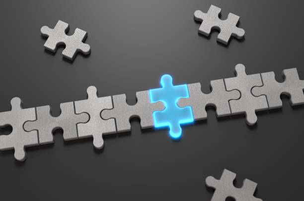 combinación de abstracto - jigsaw piece puzzle jigsaw puzzle metal fotografías e imágenes de stock