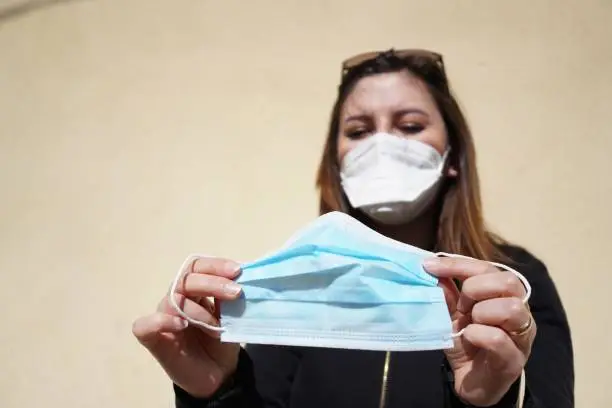Woman is using Mask for protection virus