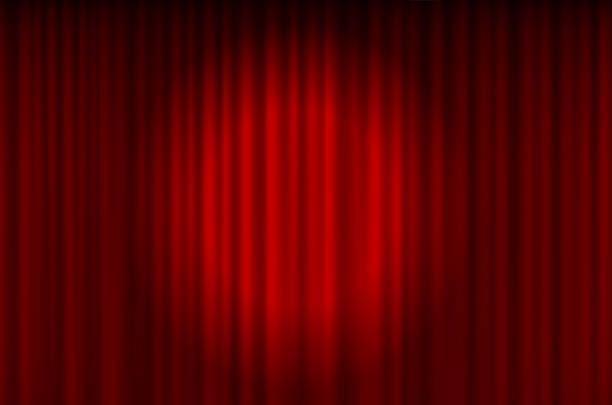 roter vorhang spotlit - accent wall stock-grafiken, -clipart, -cartoons und -symbole