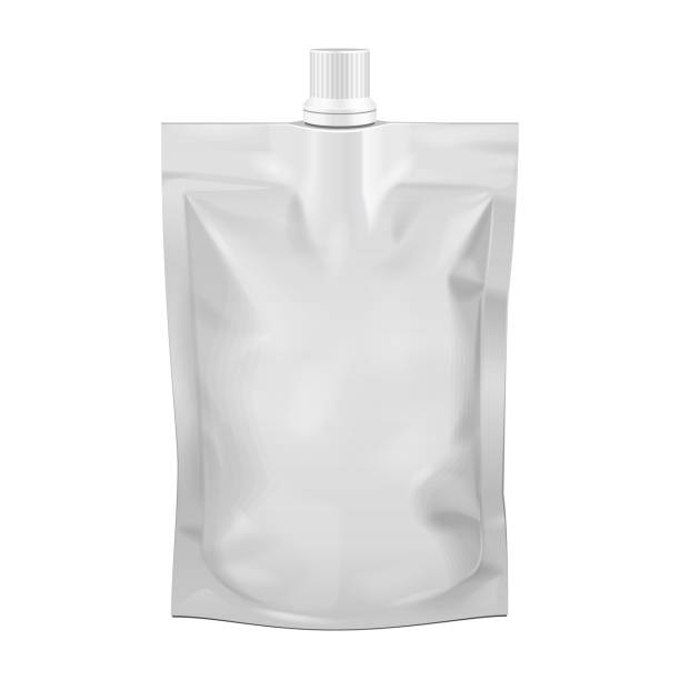 istock Mockup Pouch Sachet Bag With Spout Lid. Blank Food Stand Up Flexible. Mock Up, Template. Illustration Isolated On White Background. Ready For Your Design. Product Packaging. Vector EPS10 1210031659