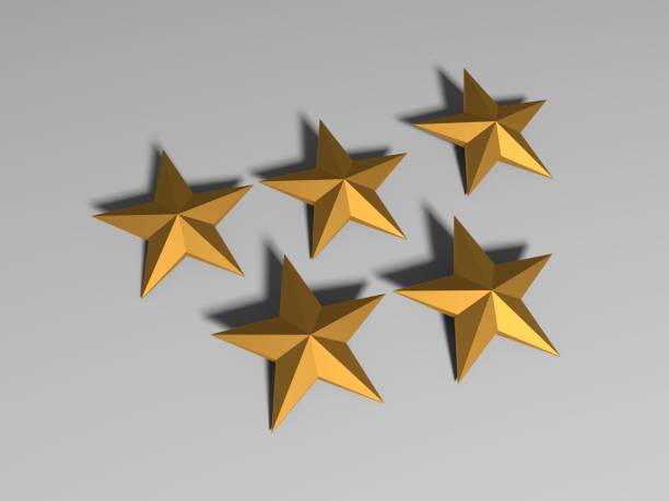 istock 5 golden stars for costumer satisfaction, 3d illustration 1210032616
