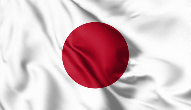 istock Japan flag blowing in the wind. Background silk texture. 3d illustration. 1210032743