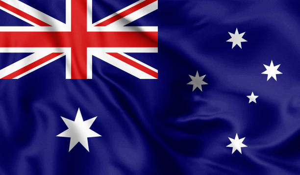 istock Australia flag blowing in the wind. Background silk texture. 3d illustration. 1210032766