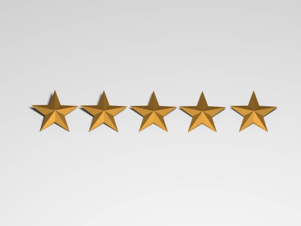 istock 5 golden stars for costumer satisfaction, 3d illustration 1210032873
