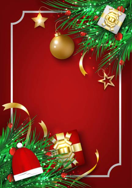 istock Merry Christmas and Happy New Year blank template for greeting card, vector illustration. 1210036261