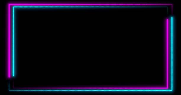 istock Neon background with LED frame screens. Fluorescent abstract blue, purple color. . 3D illustration 1210036411