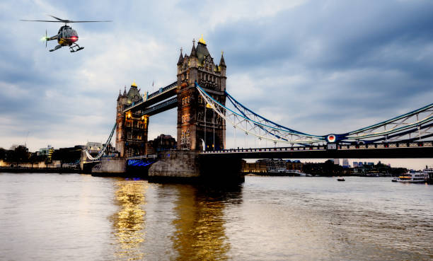 Helicopter flying over London, United Kingdom