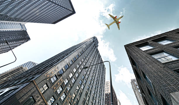 istock Airplane flying over Chicago, Illinois, USA 1210040246