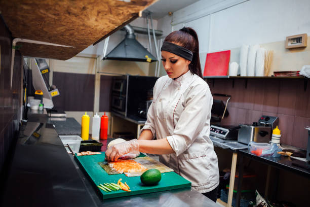 istock sushi delivery restaurants the chef prepares meals in the kitchen 1210041909
