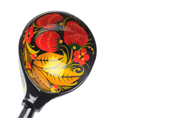 Russian national wooden spoon isolated on white background