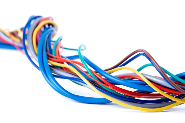 istock Electric cable and wire isolated on white background 1210042993