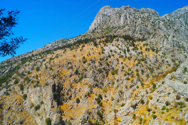 Majestic and inaccessible mountains. Kotor, Montenegro. Mountains, blue sky, warm sea. That`s all you need.