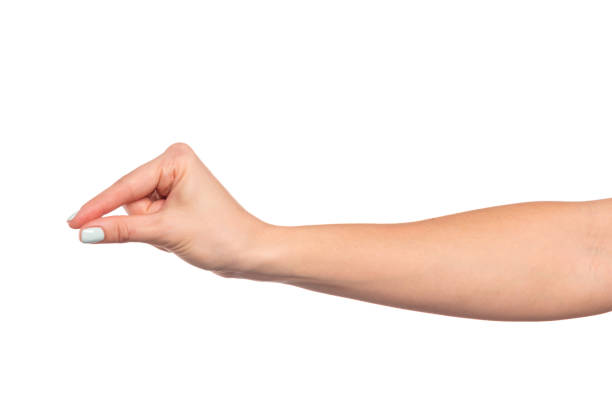 istock female hand isolated on white background showing hand gestures 1210043575