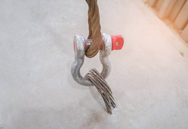 Concrete lifting sling, steel sling stock photo