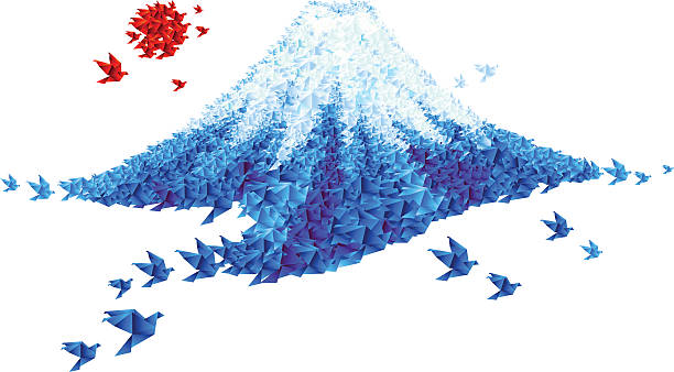 fuji mountain form von origami vögel - 3690 stock-grafiken, -clipart, -cartoons und -symbole