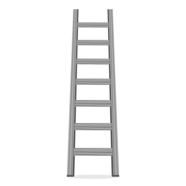 istock Wooden step ladder stand near white wall. Vector illustration 1210045640