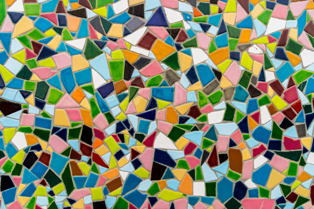 istock Pattern texture of colorful small mosaic tiles on the wall 1210047935