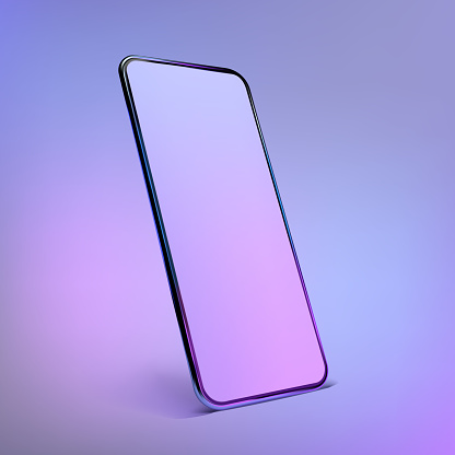 3D realistic colorful smartphone mockup. Template for infographics and UI design. Phone frame with blank display isolated templates. Vector cell phone