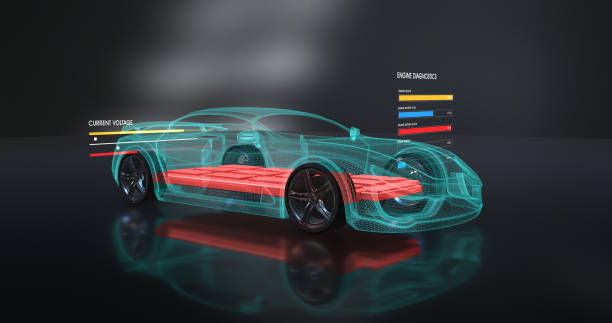 istock Futuristic Sport Electric Car In Production Facility. 3D Illustration Render 1210049901