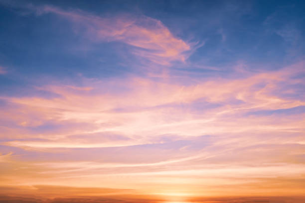 istock Copy space summer twilight sky and cloud with light flare from sun abstract background. 1210050996