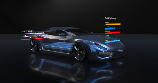 istock Modern Futuristic Electric Car On Production Platform. 3D Illustration Render 1210051072