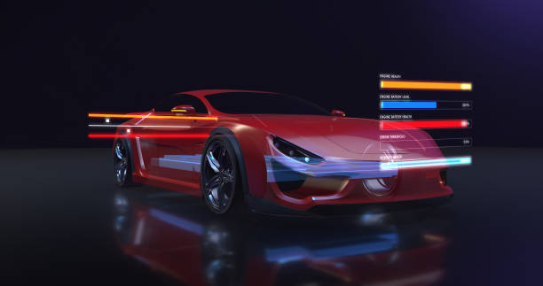 istock Futuristic Sport Electric Car In Production Facility. 3D Illustration Render 1210051214