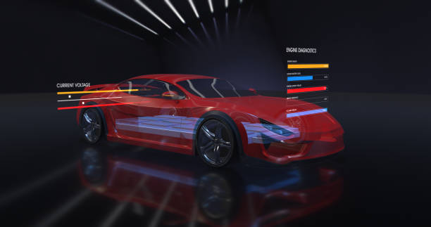 istock Modern Electric Powered Car On Production Platform. 3D Illustration Render 1210051270