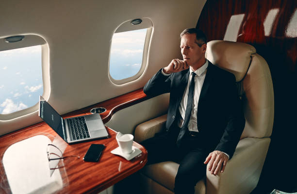 istock Businessman in private jet 1210052747