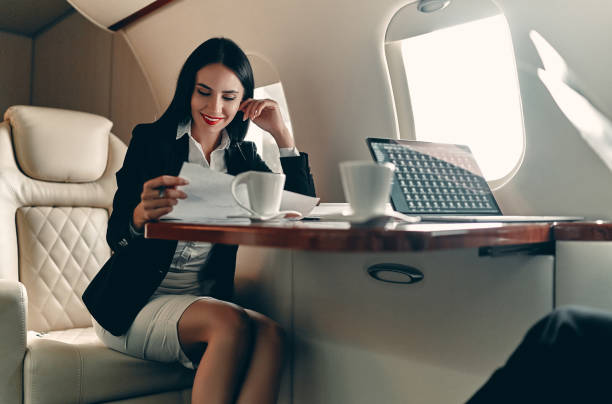 istock Business woman in private jet 1210052877