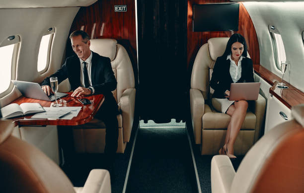istock Business people in priate jet 1210053001