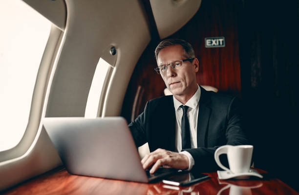istock Businessman in private jet 1210053028