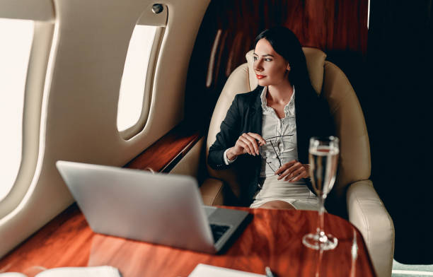 istock Business woman in private jet 1210053036