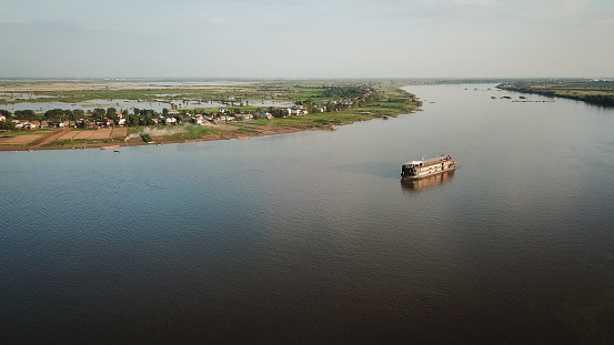 Mekong River Delta Boat aerial view