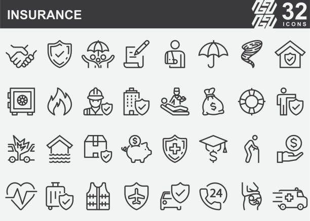 Insurance Line Icons Insurance Line Icons life insurance stock illustrations