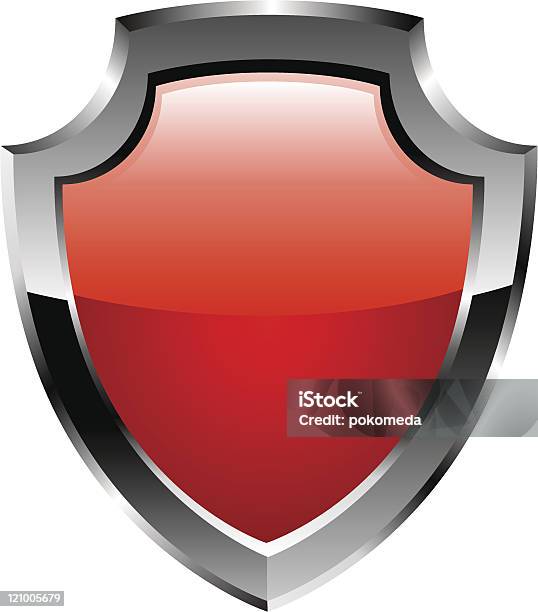 Czerwona Tarcza Wektor - Stockowe grafiki wektorowe i więcej obrazów Bezpieczeństwo - Bezpieczeństwo, Biały, Błyszczący