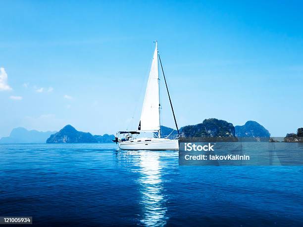Yacht And Blue Water Ocean Stock Photo - Download Image Now - Adventure, Bay of Water, Blue