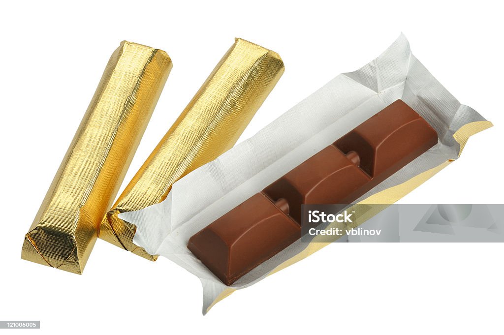 Chocolate in foil, isolated  Brown Stock Photo