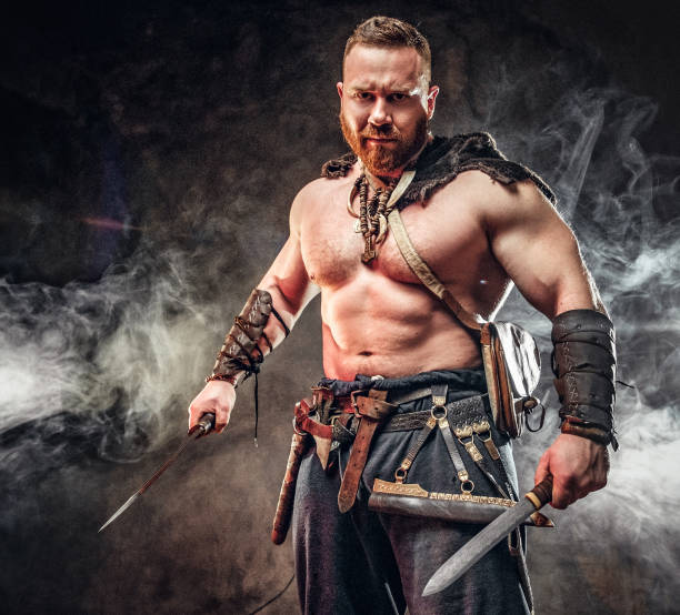 istock Severe barbarian in warrior clothes 1210061558