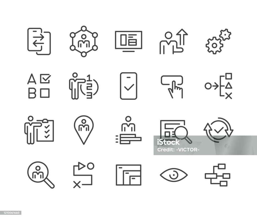 UI and UX Icons - Classic Line Series user experience, graphical user interface, Icon Symbol stock vector