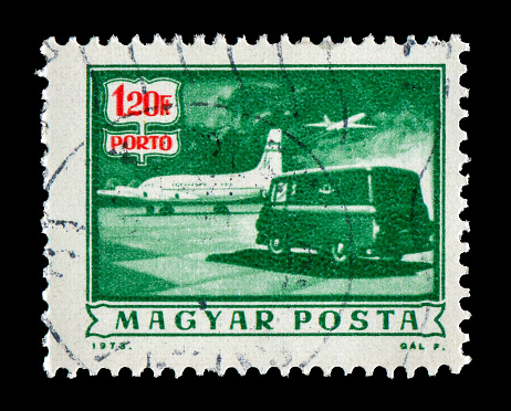 Laos postage stamp on black background
