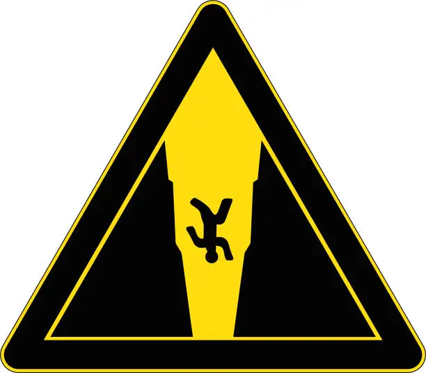 Vector illustration of Mountain Warning Sign: crevasse