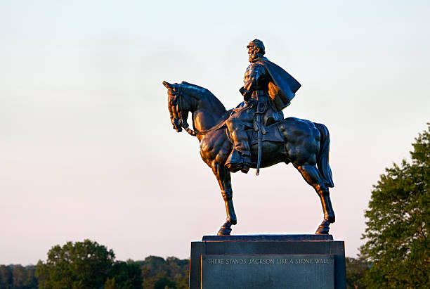 stonewall jackson sul campo di battaglia di manassas - manassas war famous place park foto e immagini stock