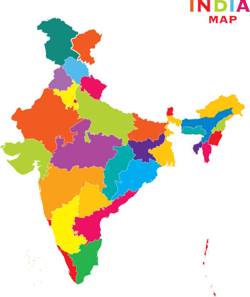 2020色のインドの地図のカラフルなインドの地図 - background world map点のイラスト素材／クリップアート素材／マンガ素材／アイコン素材