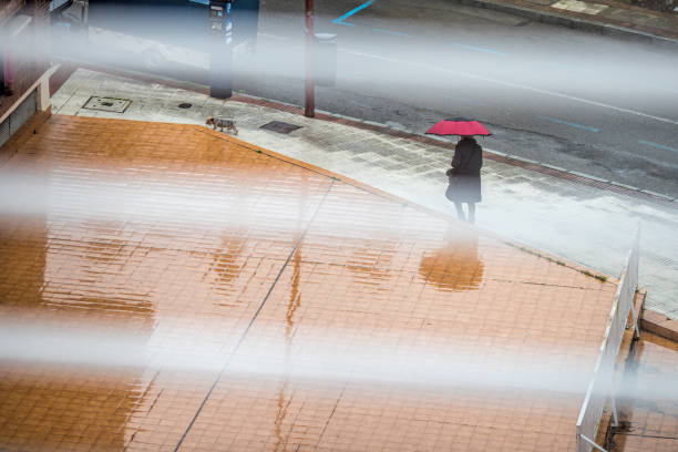 Woman with a red umbrella in New York City