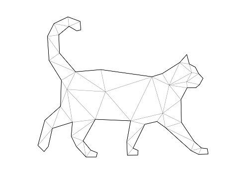 Low Poly Art Of Animals Walking Cat Good For Wall Decoration Printable  Images Suitable For Coloring Pages Stock Illustration - Download Image Now  - iStock