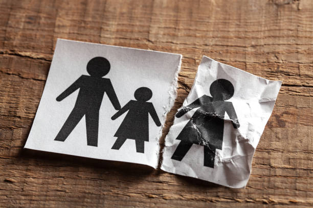 Father died. Death in the family. The child and mother remained, and the father died of illness or accident. stock photo